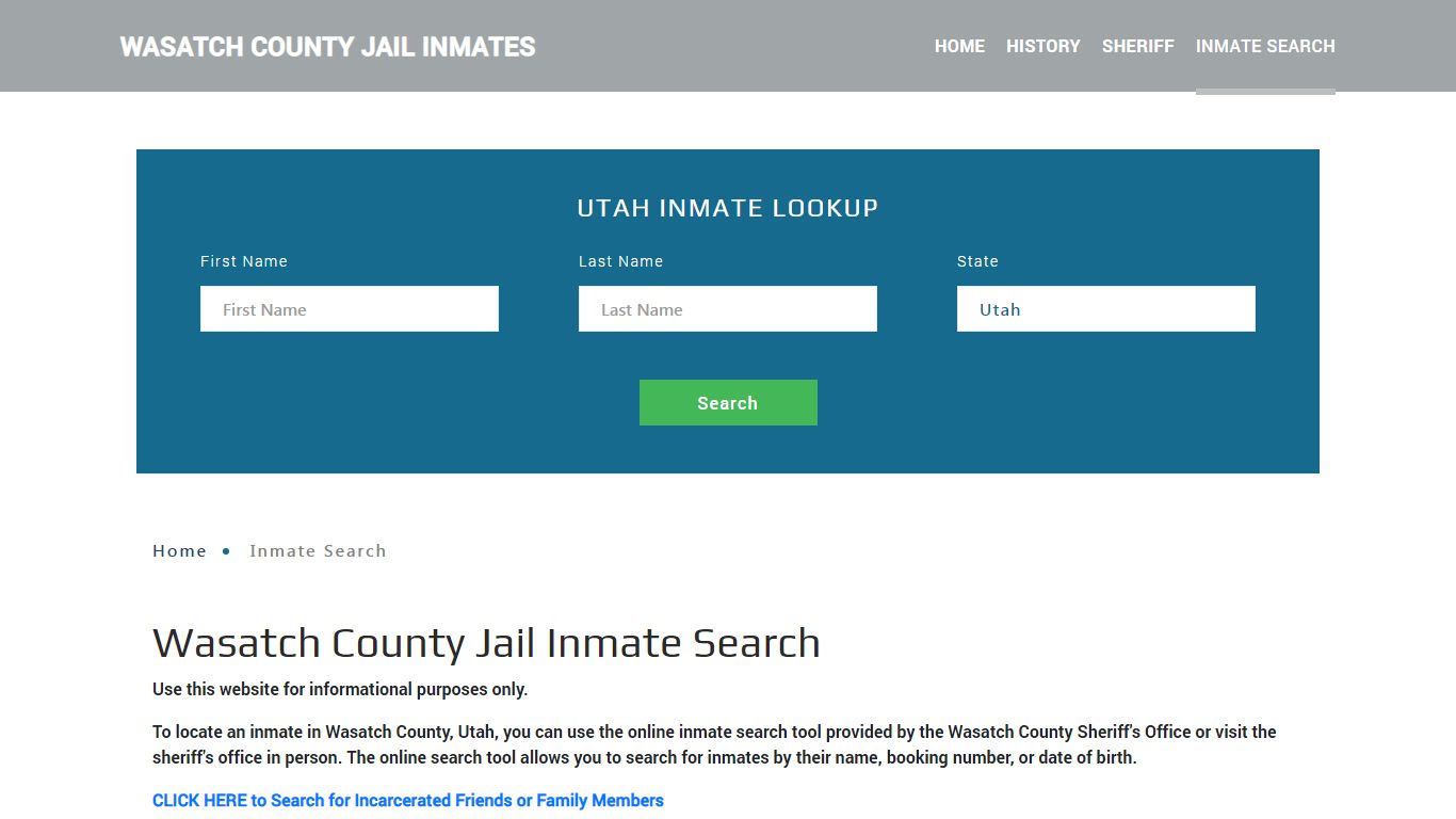 Wasatch County, UT Detainee Lookup